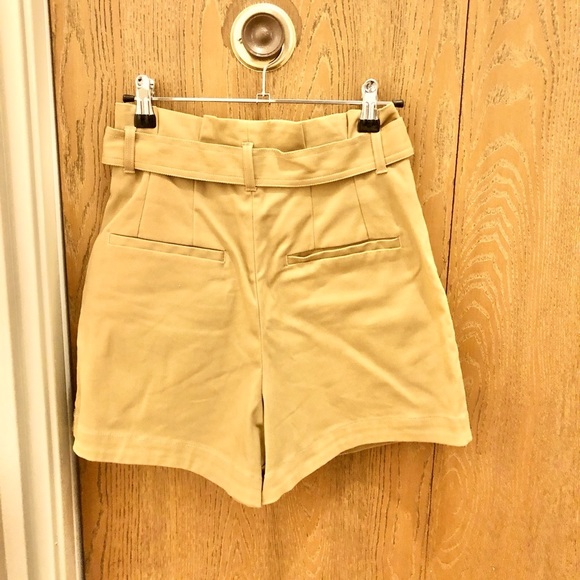 Maje Camel Cotton Canvas Belted Shorts - Picture 9 of 13